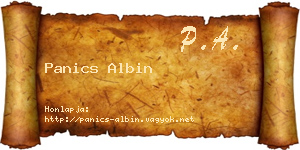 Panics Albin névjegykártya